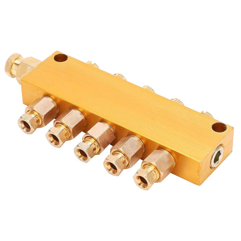 Side view of Oil Distributor Adjustable Brass Lubrication System Piston Separator Valve for CNC Machining Centers