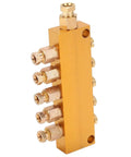 Adjustable Brass Oil Distributor Five By Six Way Manifold for Centralized Lubrication Systems front view
