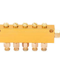 Adjustable Brass Oil Distributor Five By Six Way Manifold For Centralized Lubrication Systems with 1-inch outlet, front view