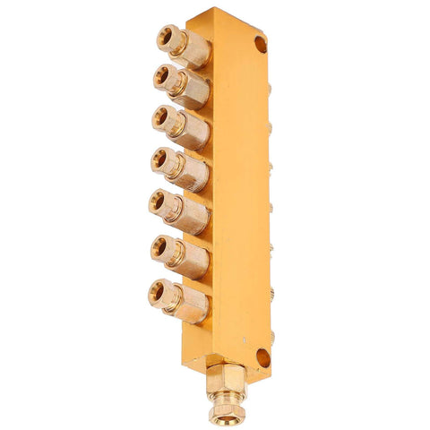 Industrial Brass Heavy Duty Oil Distributor With Adjustable Lubrication System And Divider Valve For Precise Flow Control In CNC Machines Production Lines Forging Equipment And Metalworking Tools 1 In 7 Out