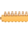 Industrial Brass Heavy Duty Oil Distributor With Adjustable Lubrication System And Divider Valve For Precise Flow Control In CNC Machines Production Lines Forging Equipment And Metalworking Tools 1 In 7 Out, front view