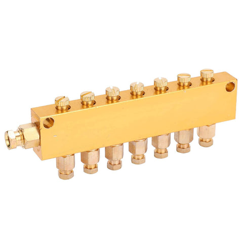 Industrial Brass Heavy Duty Oil Distributor With Adjustable Lubrication System And Divider Valve For Precise Flow Control In CNC Machines Production Lines Forging Equipment And Metalworking Tools 1 In 7 Out