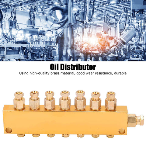 Industrial Brass Heavy Duty Oil Distributor With Adjustable Lubrication System And Divider Valve for CNC Machines, 1 In 7 Out