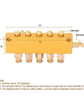 Adjustable Oil Distributor Brass Lube Piston Separator Manifold Block For Centralized Lubrication System On Milling Machines And CNC Lathes, 1 In 5 Out Easy Flow And Distribution