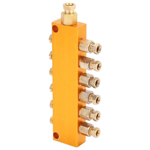Adjustable Brass Oil Distributor With Piston Separator Divider Valve For CNC Machining Centers and Industrial Machinery Six Outlet