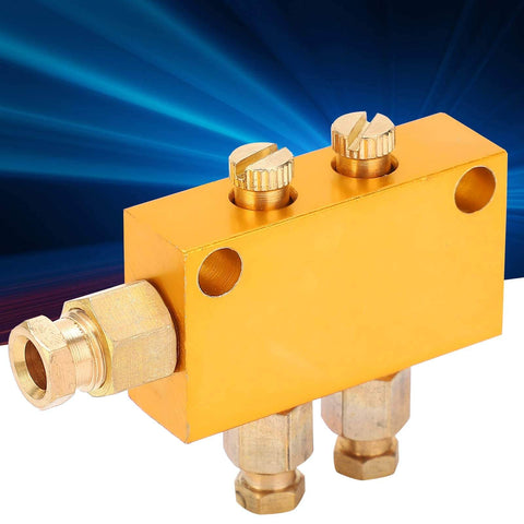 Rugged Brass Oil Distributor Valve For CNC Machines And Production Lines, TK Type Adjustable Lubrication System, One In, Two Out