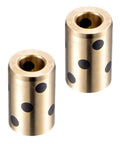 2 Pcs Sleeve Bearings 8x15x24mm Wrapped Oilless Brass Bushings For Machinery And Hydraulic Systems shown in close-up