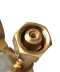 Close-up of Heavy Duty Oxygen Regulator for Welding and Cutting Torch Kit in Full Brass, CGA 540 fitting