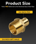 Pex Fittings Three Quarter Inch Male NPT To Three Quarter Inch Pex Male Adapter Heavy Duty Brass Crimp Fittings For Pex Pipes