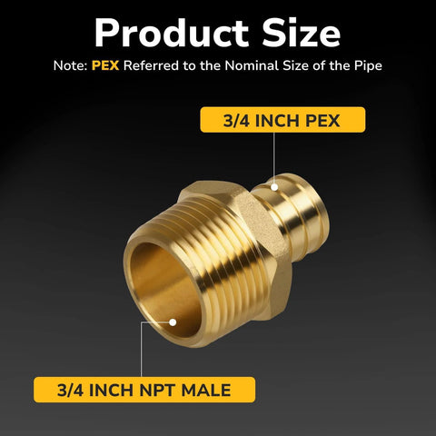 Pex Fittings Three Quarter Inch Male NPT To Three Quarter Inch Pex Male Adapter Heavy Duty Brass Crimp Fittings For Pex Pipes