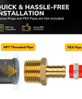Pex Fittings Three Quarter Inch Male NPT To Three Quarter Inch Pex Male Adapter Heavy Duty Brass Crimp Fittings For Pex Pipes With Leak Resistant Construction NSF UPC Certified Four Pack