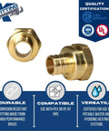 Three Quarter Inch PEX To Three Quarter Inch Female NPT Adapter Twin Pack Two Pieces in brass, for potable water and heating.
