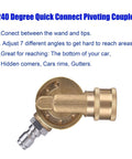 Gutter Cleaning Attachment For Pressure Washer Pivoting Coupler With 240 Degree Rotation And Four Angle Settings, quarter inch quick connect.