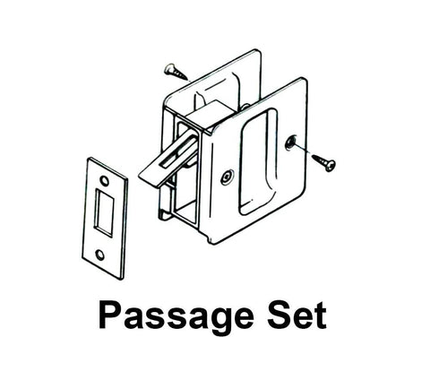 Solid Brass Sliding Door Pull For Passage Doors Pocket Door Hardware In Polished Brass Finish, installation diagram with screws