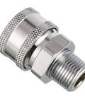 Close-up of Brass Pressure Washer Adapter Set With Three Eighths Inch Quick Connect To Male NPT Fittings Includes Two Couplers