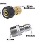 Pressure Washer Adapter Three Eighth Inch Quick Connect Kit M22 14mm To M22 Fitting For 5000 PSI High Pressure Cleaners