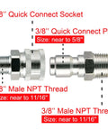 Brass Pressure Washer Adapter Set With Three Eighths Inch Quick Connect To Male NPT Fittings Includes Two Couplers