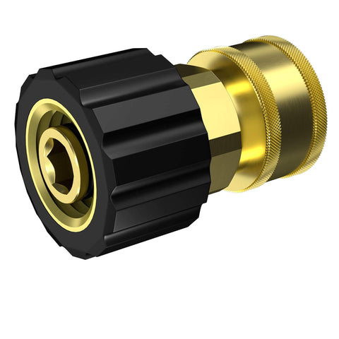 Pressure Washer Quick Connect Adapter Set M22 14mm To Three Eighths Inch Brass Fittings With Male Plug And Female Socket