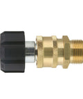 Pressure Washer Quick Connect Adapter Set M22 15mm Female To M22 Male Fitting, brass, side view, high pressure connector