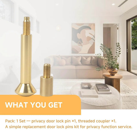 Privacy Pin Replacement For Estate Lever Privacy Latch With Threaded Push Pin And Coupler In Polished Brass Finish