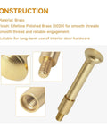 Privacy Pin Replacement For Estate Lever Privacy Latch With Threaded Push Pin And Coupler In Polished Brass Finish