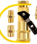 Easy Hookup RV Propane Quick Connect Adapter Kit With Shutoff Valve And Full Flow Plug One Quarter Inch NPT Male To One Quarter Inch NPT Female