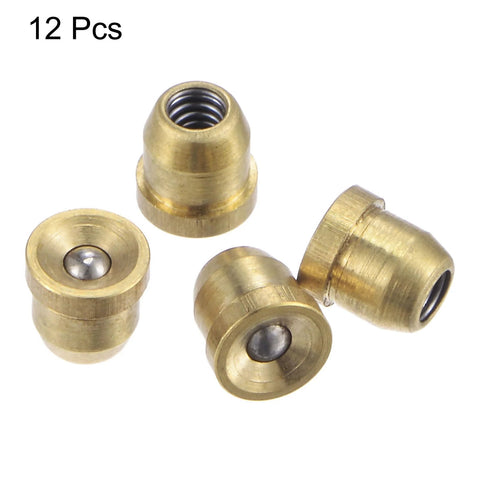Set of 12 Brass Push Button Flange Oil Cup 4mm Ball Oiler Drip Type with Durable Brass Cap for Mechanical Joints and Hobby Machines