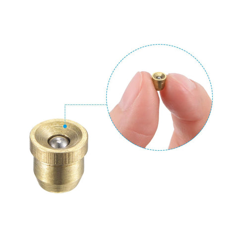 Brass Push Button Flange Oil Cup For Lubrication System 4mm Ball Oiler Drip Type shown held by hand, highlighting size and brass material.