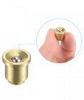 Close-up of a single Brass Push Button Flange Oil Cup 8mm Ball Oiler for continuous drip lubrication in mechanical joints, shown in hand.