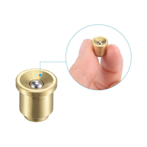 Close-up of Brass Push Button Flange Oil Cup 8mm Ball Oiler for Lubrication Systems Continuous Drip Oil Cup with Brass Cap in hand.