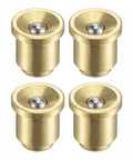 Set of four brass push button flange oil cups with 8mm ball oilers for continuous drip lubrication in mechanical joints