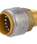 Push To Connect Brass Adapter One Inch By Three Quarter Inch MNPT Plumbing Fitting For PEX Copper CPVC PE RT SDR Nine HDPE Quick Wet Line Connection Without Tools Or Glue Transitions CTS Pipe To Female NPT Threads Smoothly