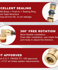 Diagram showcasing Brass Quick Push To Connect Fittings One Quarter Inch Tube OD To One Eighth Inch NPT Thread 90 Degree Swivel Elbow