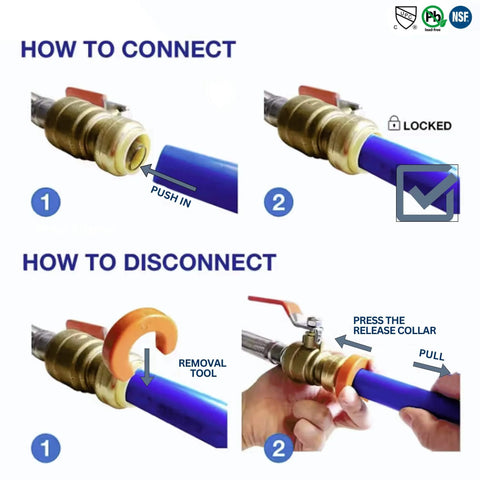 Tutorial on connecting and disconnecting Xfitting Push Fit 1 Inch To 1 Inch Male NPT Adapter Brass Body for copper, CPVC, PEX piping.