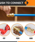 Ten Pack Pushfit 90 Degree Elbow Fittings Half Inch By Half Inch Brass Push To Connect With Disconnect Clip for pipe installation