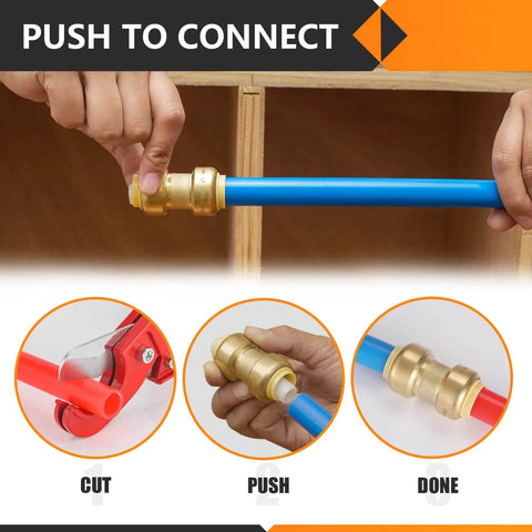 Ten Pack Pushfit 90 Degree Elbow Fittings Half Inch By Half Inch Brass Push To Connect With Disconnect Clip for pipe installation