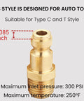 Brass One Quarter Inch NPT Male Air Hose Quick Connect Adapter Kit for Type C Automotive Couplers, pro grade fittings.
