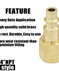 Heavy Duty One Quarter Inch NPT Female Air Plug Quick Connect Fittings, Durable Solid Brass Air Compressor Adapters, 300 PSI