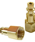 10 Pack One Quarter Inch NPT Male And Female Industrial Air Hose Quick Connect Plug Brass Finish Heavy Duty Workhorse For Air Compressors