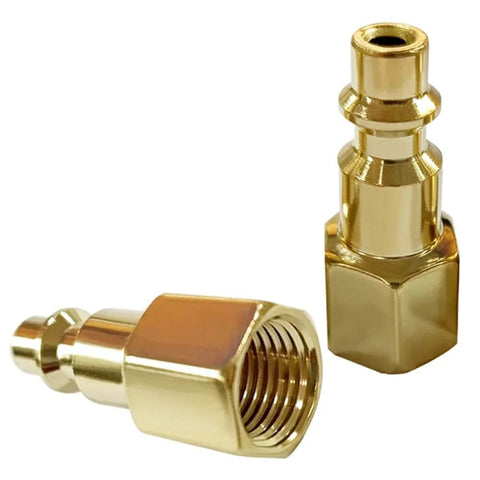 10 Pack One Quarter Inch NPT Male And Female Industrial Air Hose Quick Connect Plug Brass Finish Heavy Duty Workhorse For Air Compressors