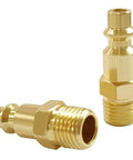 10 Pack One Quarter Inch NPT Male And Female Industrial Air Hose Quick Connect Plug Brass Finish Heavy Duty Workhorse For Air Compressors