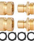 Brass Garden Hose Quick Connect Set Three Quarter Inch Male And Female Connectors Heavy Duty Fittings Includes Two Pairs