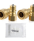 Two Pack Quick Disconnect Coupler Valve Kit For Carpet Cleaning Wands And Truck Mount Systems, Brass Quarter Inch Quick Connect Fittings
