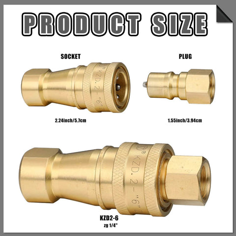 Six Pack One Quarter Inch Quick Disconnect Coupler Valves for Carpet Cleaning Wands and Truck Mounts, Brass Quick Coupler Set
