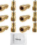 Six Pack One Quarter Inch Quick Disconnect Coupler Valves for Carpet Cleaning Wands and Truck Mounts, Brass Quick Coupler Set