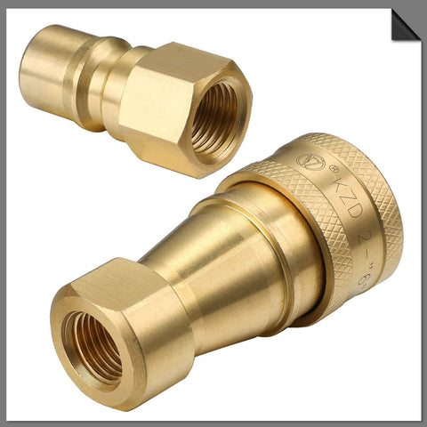 Two Pack Quick Disconnect Coupler Valve Kit For Carpet Cleaning Wands And Truck Mount Systems, Brass Quarter Inch Quick Connect Fittings