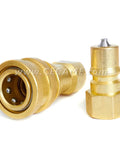 Quarter Inch Quick Disconnect Coupler Valve For Carpet Cleaning Wands And Truckmount QD Systems, Brass Color, Half Inch Opening, Female Pipe Connection, FIP Threads, Durable Industrial Grade Adapter with brass construction.
