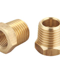 Beefy Brass Reducer Hex Bushing Set One Quarter NPT Male To One Eighth NPT Female Threads For Plumbing And Fluid Transfer