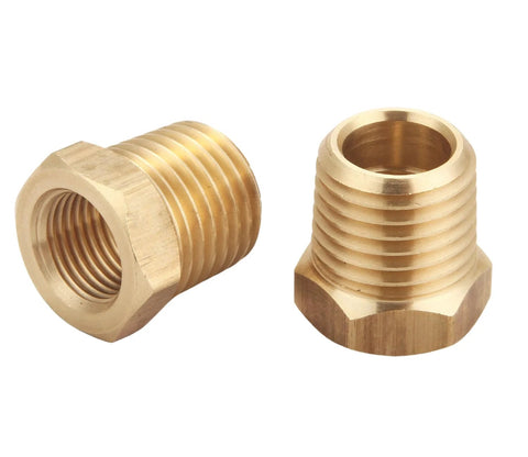 Beefy Brass Reducer Hex Bushing Set One Quarter NPT Male To One Eighth NPT Female Threads For Plumbing And Fluid Transfer
