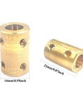 5 Pack Brass Rigid Motor Shaft Couplings 7mm to 7mm for RC Models and 3D Printers, 22x14mm body with visible dimensions